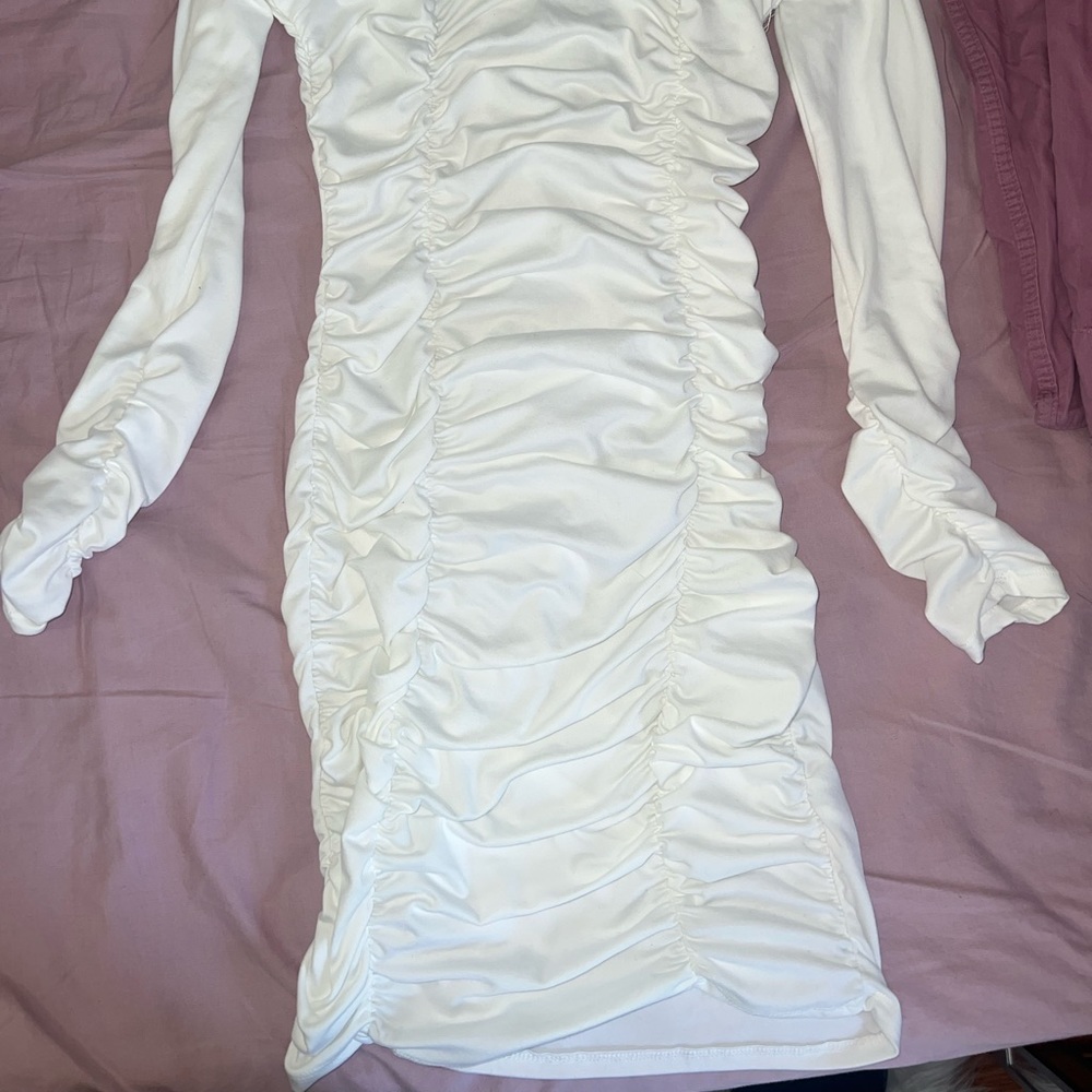 White Ruched Dress - Picture 3 of 3